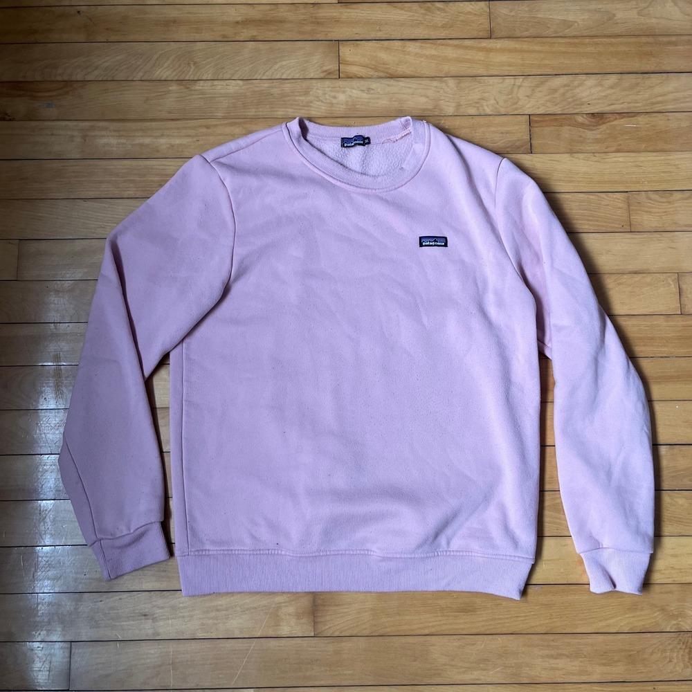 Patagonia P-6 Label Ahnya Crewneck Sweatshirt Mens Medium Pink Pullover Fleece